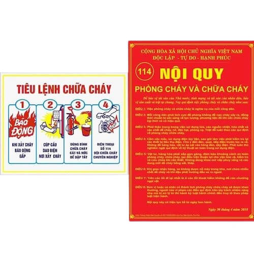 Bảng nội quy tiêu lệnh chữa cháy
